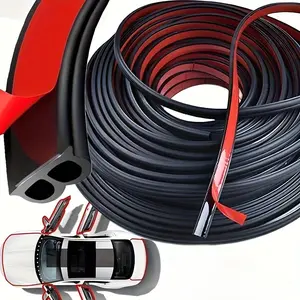 5m Car Door Seal Strip, Durable Synthetic Rubber, with Accents, Left Side Installation, Soundproof, Dustproof, Waterproof, Fits All Vehicles, Car Door Protector