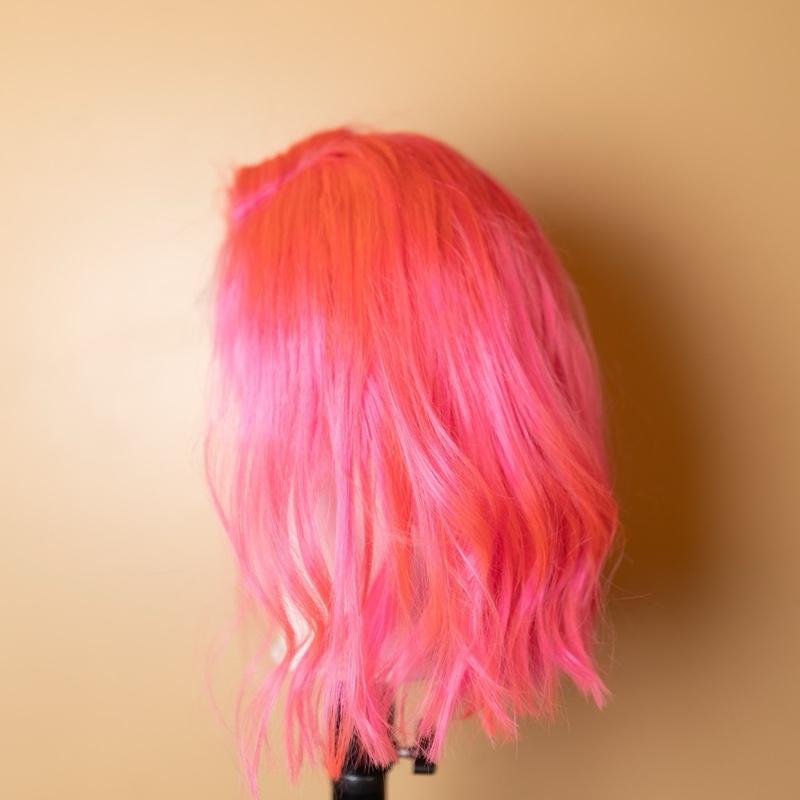 Hot Pink 100% Human Hair Wig - Soft Hair, Custom Color