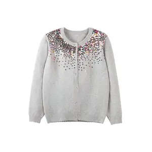 Girls' Sequin Cardigan Sweater - Cozy Cotton Knit, Sparkling Design, Perfect Fall/Winter