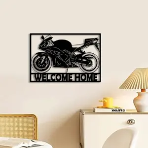 1pc Speed Motorcycle Metal Wall Art, Speed Motorcycle Statue Mural, Perfect for Office, Indoor/Outdoor, Garage Decor, New Year Decor, Ideal Gift for Motorcycle Enthusiasts Halloween Christmas decorations