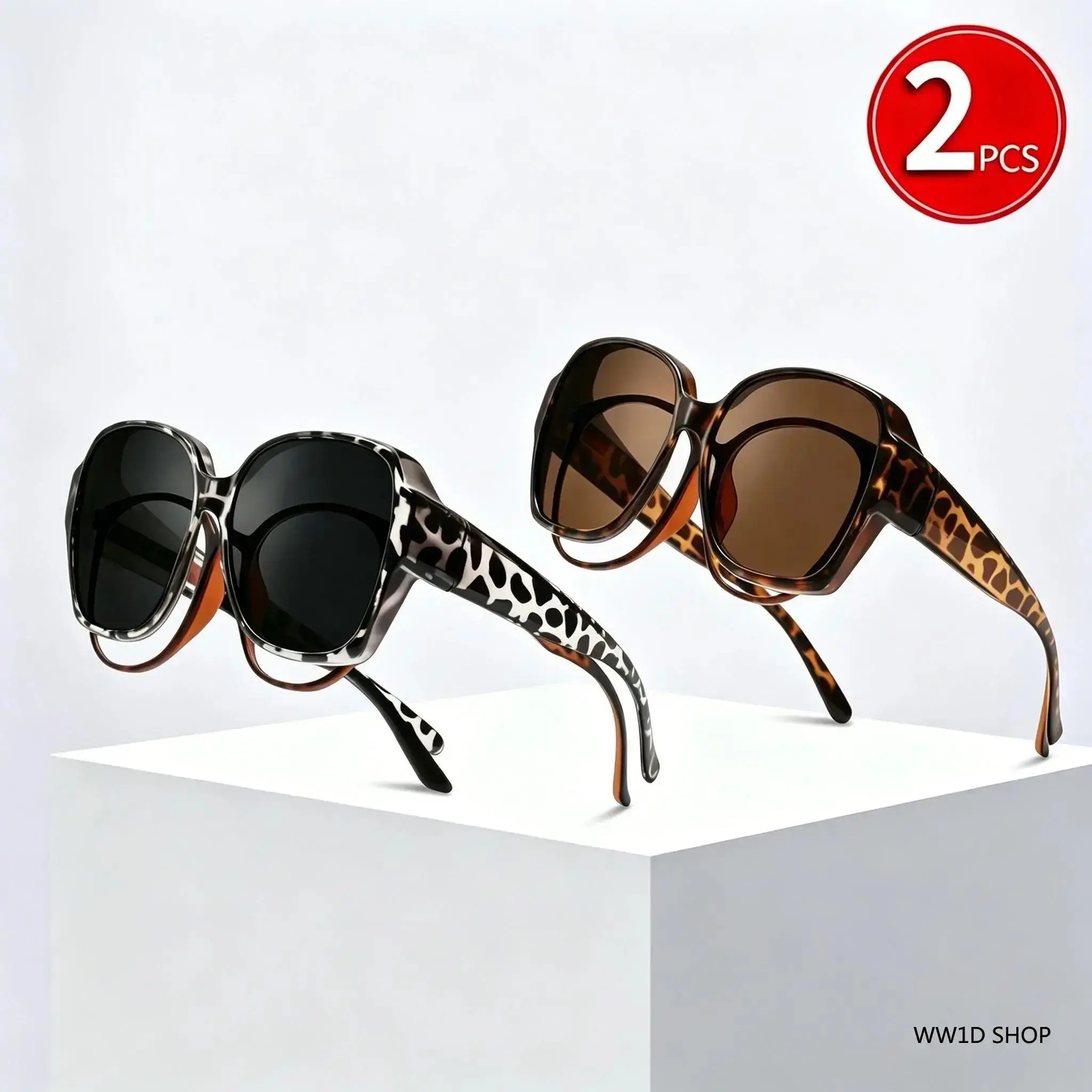 2-Pack Oversized Polarized Overglasses for Women, UV Protection Retro Prescription-Compatible Shades, Polarizer Sunglasses for Driving & Daily Outdoor Wear, Overglasses Women's Sunglasses, Prescription-Compatible Women's Sunglasses