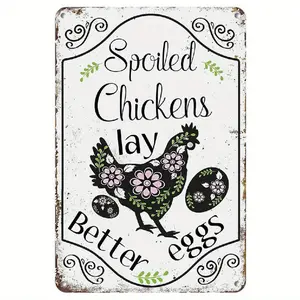 Funny Vintage Chicken Coop Metal Sign - 'Spoiled Chickens Lay Better Eggs' - Rustic Farmhouse Wall Decor, No Power Needed, Iron Material, Perfect For Outdoor Coop Or Garden Display, Chicken Coop Accessories