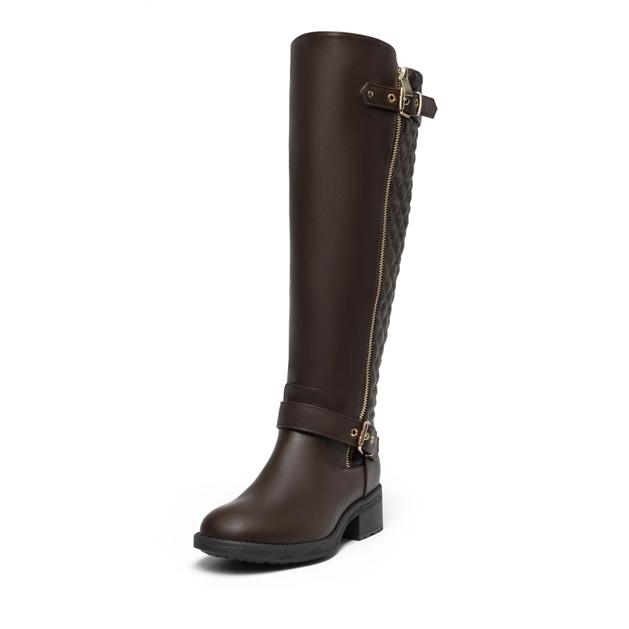 Dream Pairs Women's Casual Fashion Knee High Warm Winter Boots with Faux Fur Lining, Side Zipper and Buckle Straps