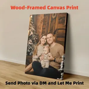 Father's Day Gift 1 Customizable Framed Canvas Photo with Wooden Frame - Personalized Family Portraits and Action Photos, Perfect for Living Room, Bedroom, or Home Office Decor, Bedroom Art |   Cozy Room Decor |   Premium P, Father's Day, Independence Day