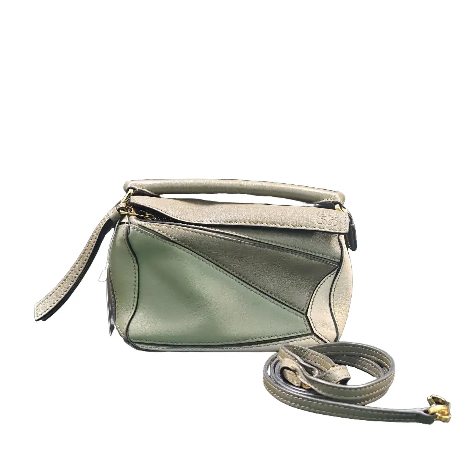 Pre-owned Loewe Puzzle Mini Shoulder Bag Multicolor Geometric Color Block, Smooth Calfskin Trim, Intact Sturdy Structure, Good Condition, Fine Texture, Genuine Material, X195, Cost Performance for Bag Collectors, Shoulder Bags