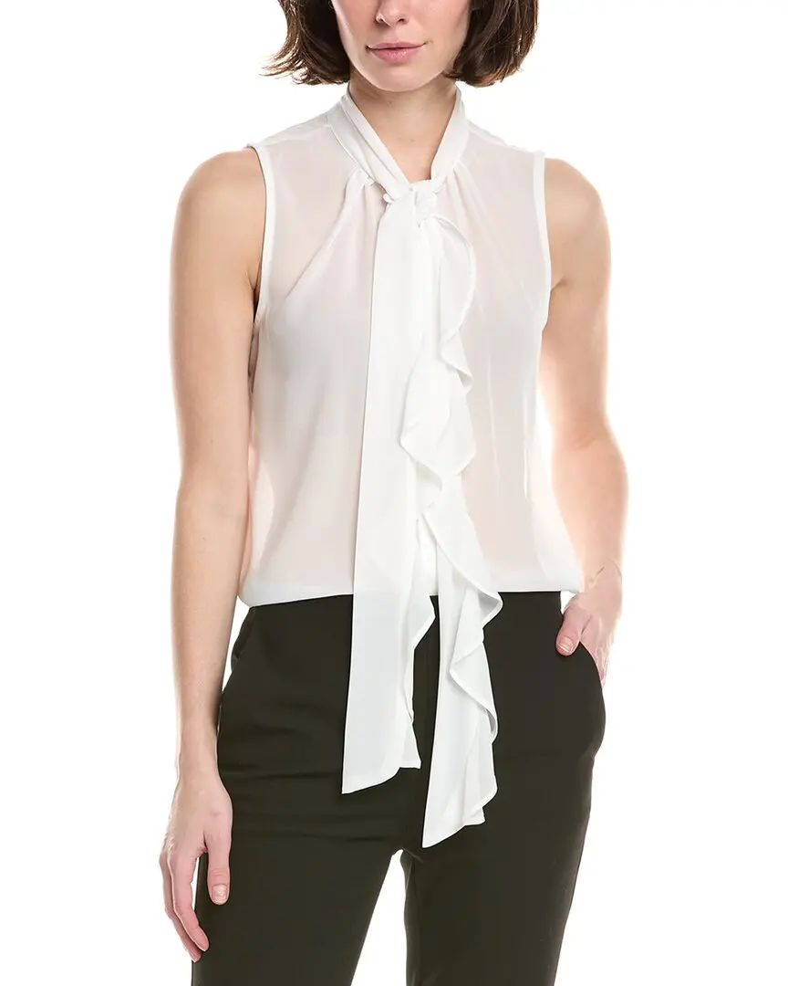 Tahari ASL Petite Pearl Chiffon Blouse