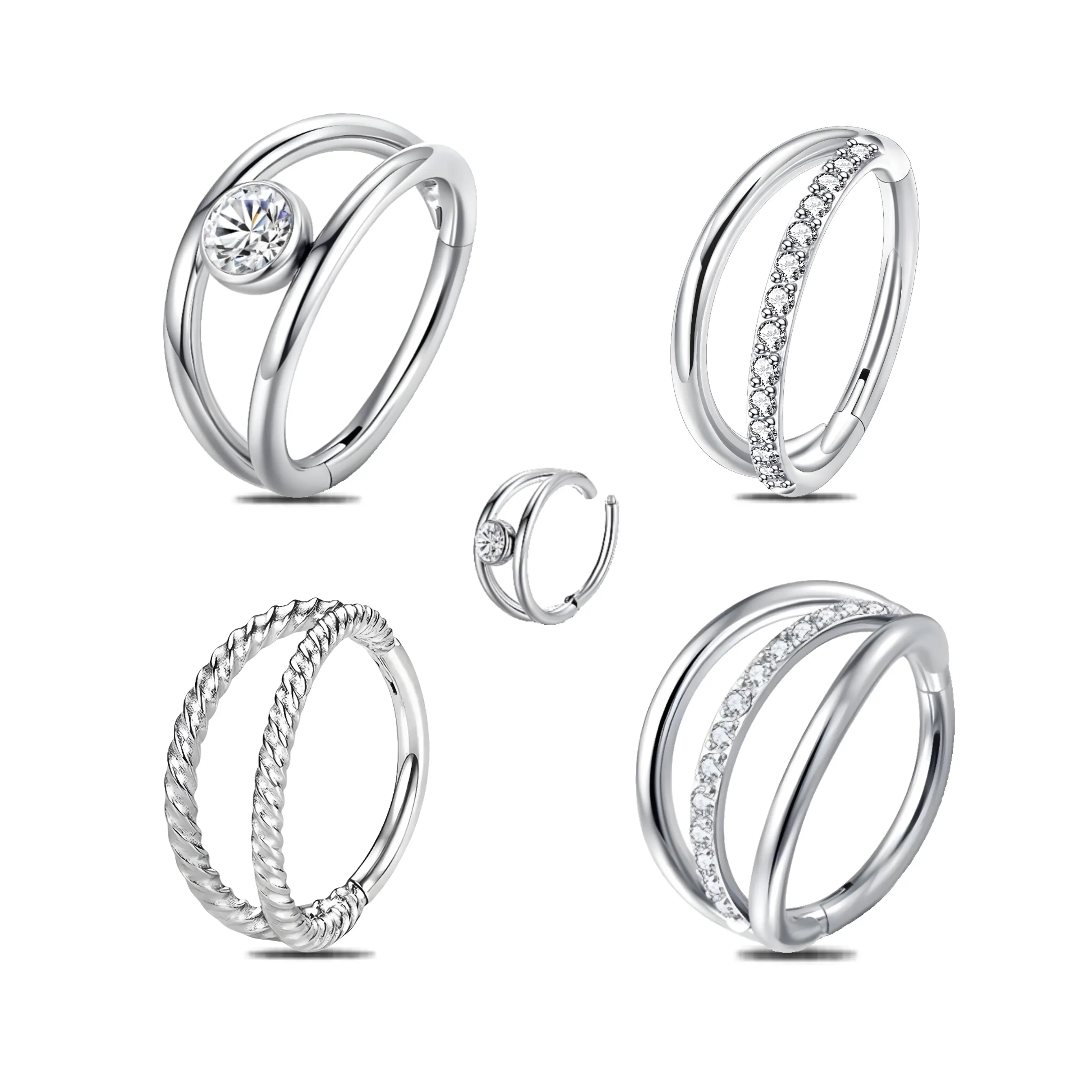 HERVAY 16G/8MM Spiral Hoop - Simple Everyday Design, Suitable for Nose/Rook/Helix/Daith/Tragus/Belly - Unisex Piercing Jewelry