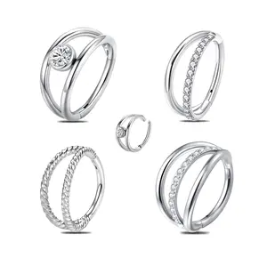 HERVAY 16G/8MM Spiral Hoop - Simple Everyday Design, Suitable for Nose/Rook/Helix/Daith/Tragus/Belly - Unisex Piercing Jewelry