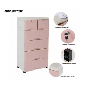 New 2024  Plastic Dresser Storage Cabinet With 6 Drawers Small Closet Tall Organizer Vertical Tower For Clothes Toys Playroom Bedroom Furniture Blue Pink Cloakroom Decor