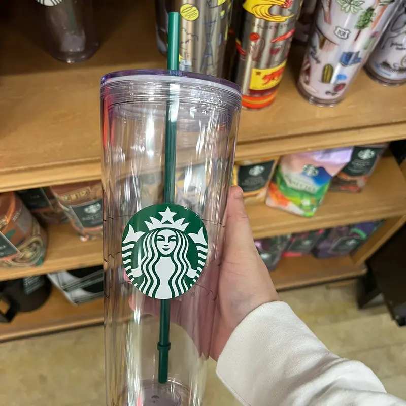 Starbucks classic Mermaid icon logo double wall clear plastic venti tumbler cold cup