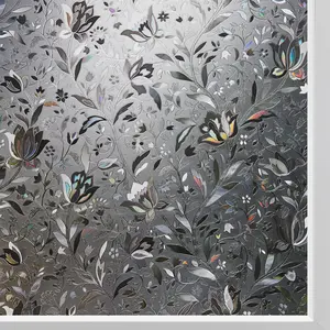 Frosted Window Privacy Film – Static Cling Decorative Glass Covering, Non-Adhesive Tint for Home (11.8” x 78.7”, Grayish Black)