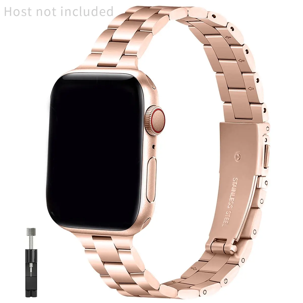 Stainless Steel Watch Band (Band Only), Women's Thin Watch Band Smartwatch Strap for iWatch 9/8/7/6/5/4/3/2/1/SE/SE2 Series Smart Watch Straps Durability Smartwatch Compatible Bands Smartwatch Accessories
