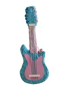 Gender reveal Electric Guitar Pinata 28" tall. Party Decorations and Supplies