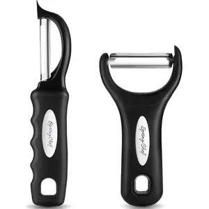 Spring Chef Swivel Vegetable Peeler & Y Potato Peeler Stainless Steel Blades - Black