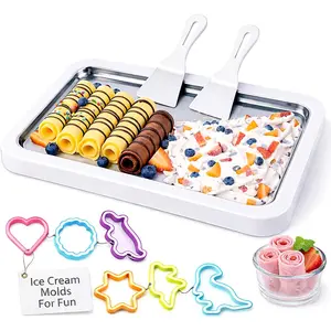 Rolled Ice Cream Maker Kit 2026 – DIY Ice Cream Roll Maker with 2 & Shape Molds, 304 Food-Stainless Cold for Frozen Yogurt, Sorbet & Desserts (Fun)