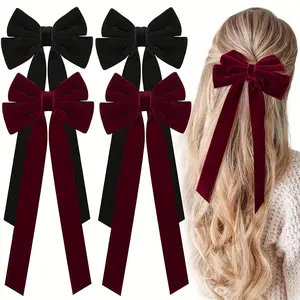 Velvet Bow Hair Clip, Elegant Ribbon Barrettes for Women & Girls, Perfect for New Year's Styling, Hanging Decor, Bowknot