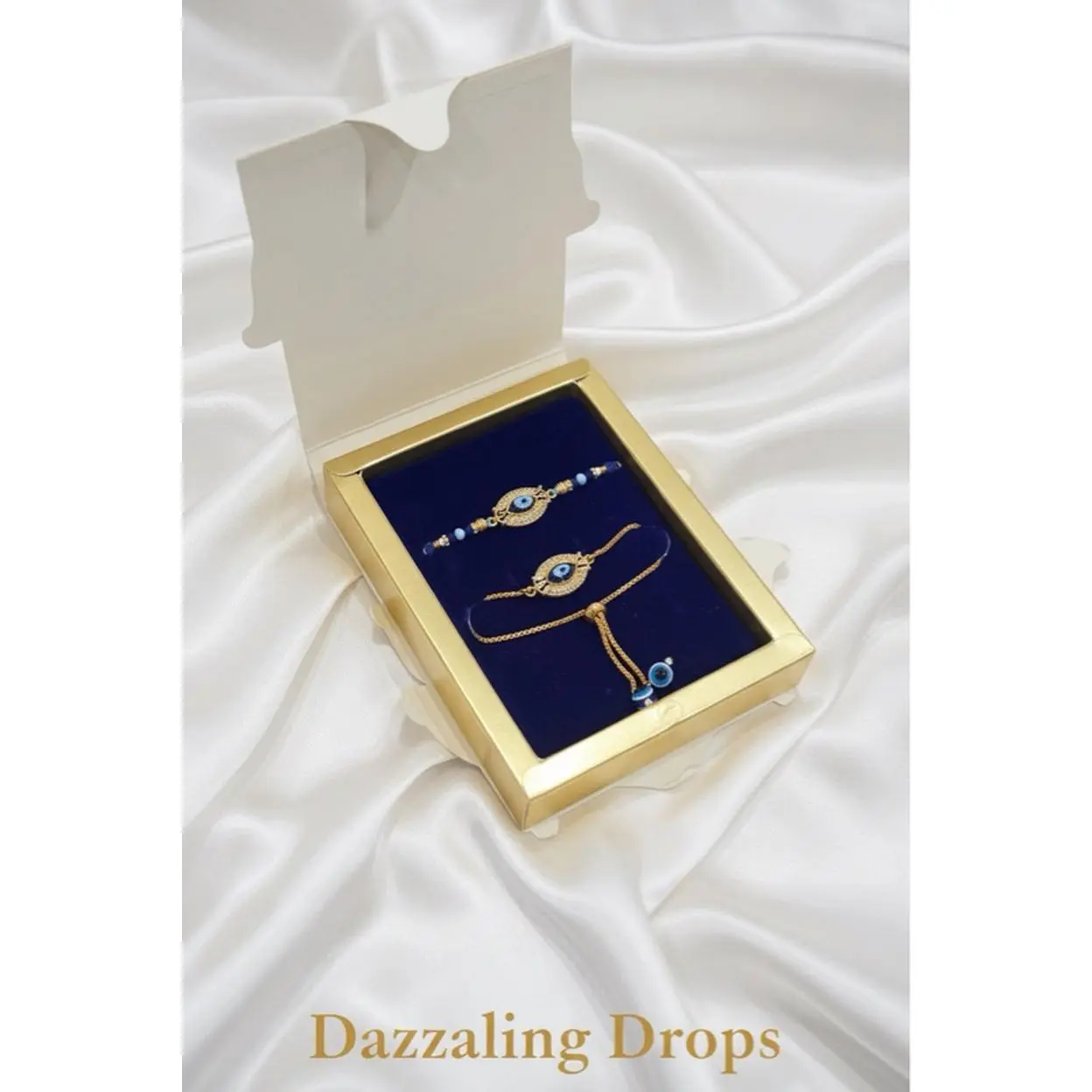 Rakhi Bhai Bhabhi Combo in Blue Color Elegant Gift Set for Rakhi
