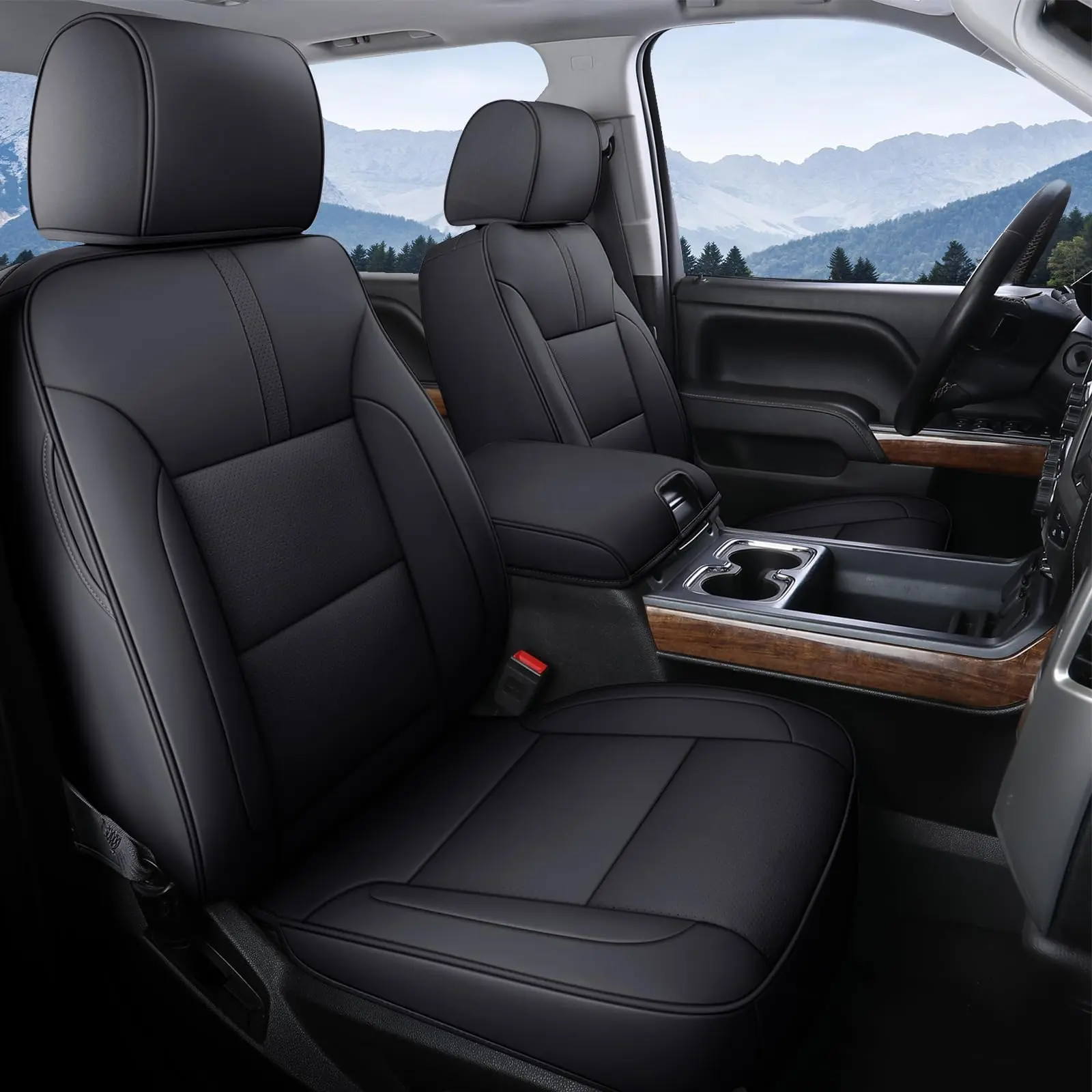 Coverado Chevy Silverado Seat Covers, Faux Leather Seat Covers Fit for Chevy Silverado GMC Sierra 2007-2025 1500, 2015-2025 2500HD 3500HD Crew Double Extended Cab【Chevy Silverado19-24】, Car Accessories, Driving