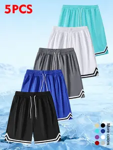 3-Pack  Men’s Summer Preppy Athletic Shorts with Simple Striped Drawstring Design — Perfect for Campus Life, Daily Activities, Club Events, and Student Gatherings