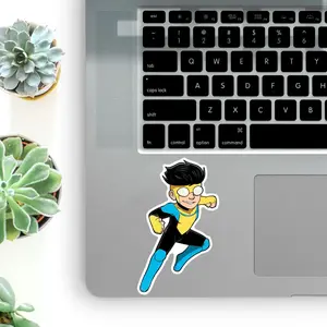 Invincible Cute Superhero Vinyl Sticker, Comic Style Waterproof Sticker, Laptop Car Phone Decor