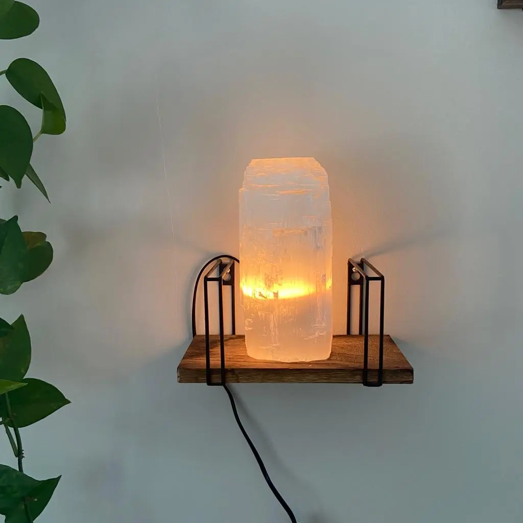 Natural Cut Selenite Lamp