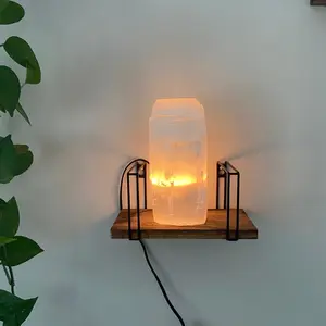 Natural Cut Selenite Lamp
