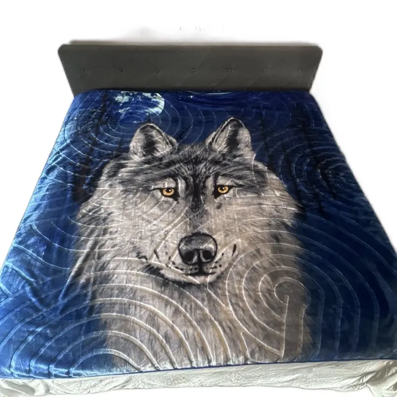 New Queen Size Super Soft and Plush Wolf and Moon Blanket for Cozy Nights