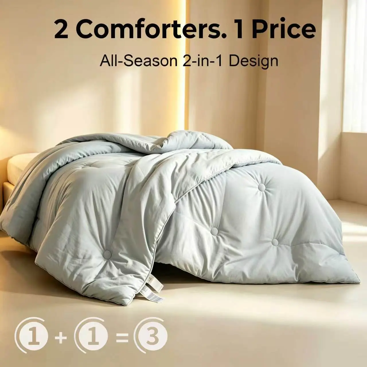 【Grand Opening Special】Havnna All-Season 2-in-1 Marshmallow Comforter Duvet, 200x230cm/78x90in (US Double/Full), 50% Closet Space Saving, Machine Washable, No Dry Cleaning Needed