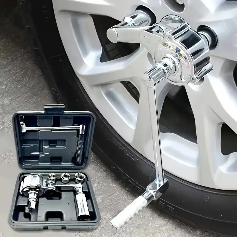 Multi-Purpose Torque Wrench Set for Small Cars & Suvs, Effort-Saving Tool with 17mm/19mm/21mm Sockets, Ideal for Loosening Tire Bolts