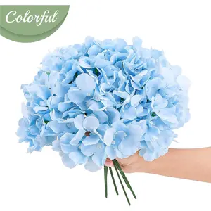 36PCS Silk Hydrangea Heads with Stems, Artificial Hydrangea Flowers Blue Silk Flower Heads for DIY Wedding Centerpiece, Garden, Home, Party, Baby Shower Decor (Blue) Decorative Fruit