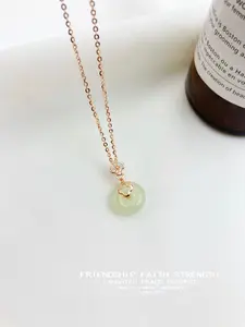 Silver Color 925 Hetian Jade Necklace, New Oriental Peace Pendant, Women's Charm Jewelry Gift for Best Friend Girlfriend Mom