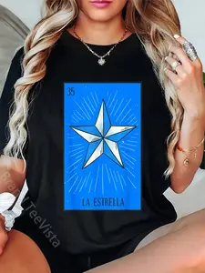 100% cotton la estrella Mexican Lottery culture T-Shirt women graphic shirts