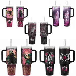 Vintage Sleep Token Music Tumbler 40ozGifts, Sleep Token Band Tumbler, Gift For Fans, Sleep Token 40 Oz Tumbler With Handle, Sleep Token Flamingo 40 Oz Printed Tumbler, Gift For Fan, Travel Insulated Double, Hot Cold Drink Cup