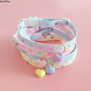 4 Pack Heart-Shaped Pet Collars, Adjustable Silent Cat and Dog Collars with Cute Heart Charms, Soft Comfortable Pet Accessories for Small and Medium Dogs, Cats and Small Pets