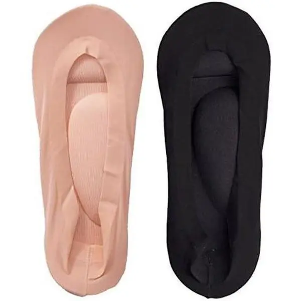 Women's Sheer No-Show Sock Liners, 2 Pairs Nylon Footies with Cushioned Arch Support and Non-Slip Grip, Comfortable for Ballet & Boat Shoes, Fit, Breathable, Ballet Flats, High-Heels, 3D Padding Design, Elegant, Durable, Breathable Nylon, Invisible Socks,