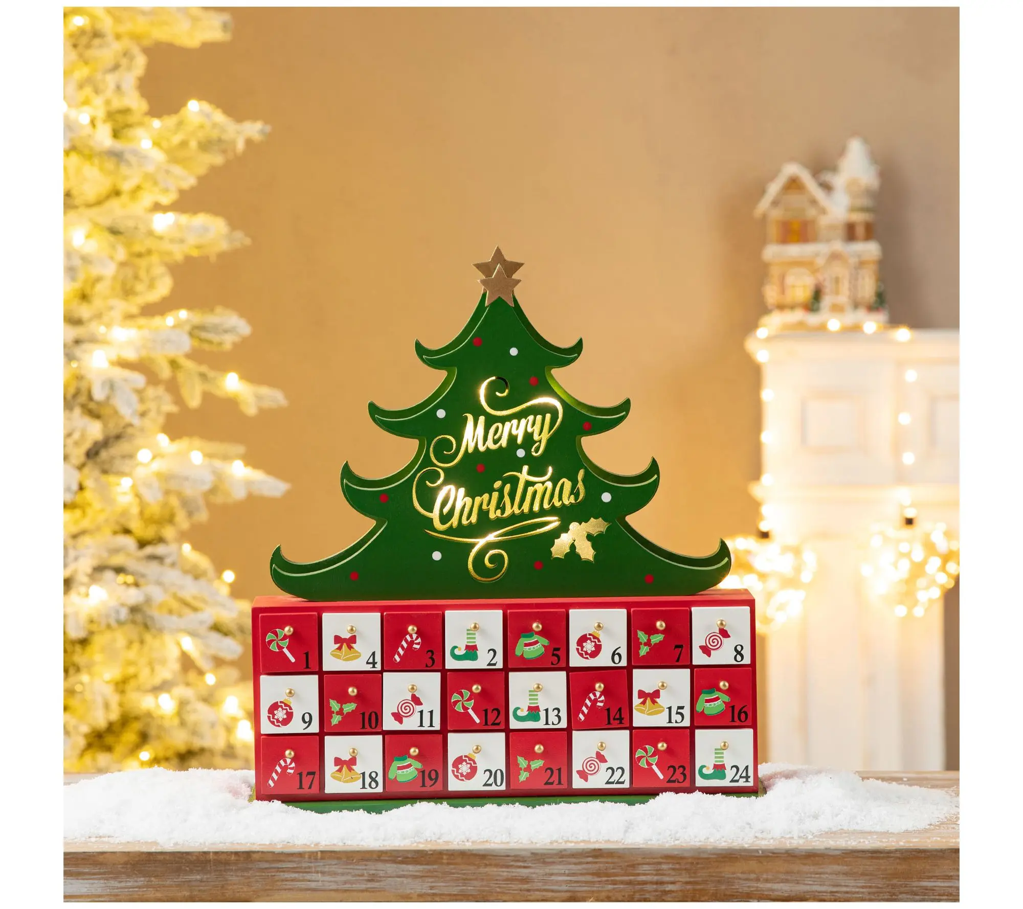 Glitzhome 15" Lighted Christmas Tree 24 DrawerAdvent Calendar