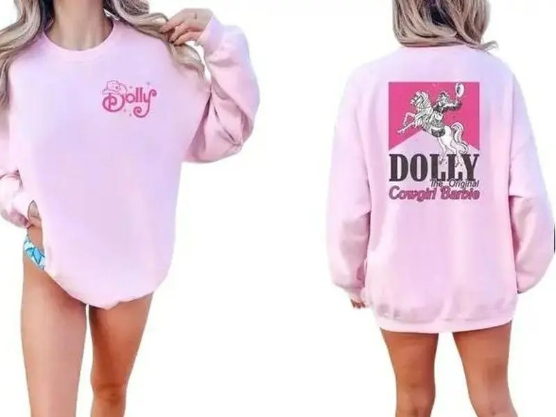 Pink Dolly Parton The Original Cowgirl Sweatshirt, Dolly Parton Crewneck, Gildan Crewneck Sweatshirt Shortsleeve Shortsleeve