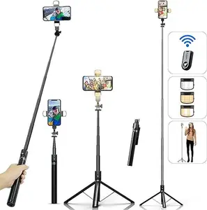 Selfie Stick Phone Tripod with Remote and LED Fill Lights (70 inch)