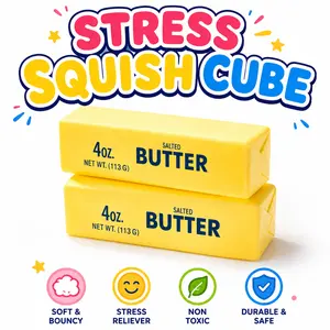 Cute Butter & Bread Shaped Squishy Fidget Toys, Slow Rising Stress Relief Squeeze Toys, Kawaii Food Simulation Squishies for Kids & Adults Stress Release