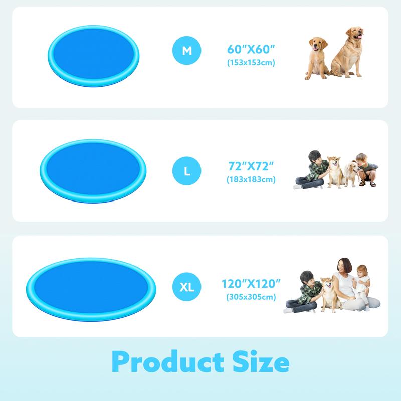 SLOOSH Non-Slip Splash Pad Sprinkler - Outdoor Water Toys Play Mat for Toddlers Kids Dogs, Outside Thickened Sprinkler Pool Party Durable Backyard Fountain for Girls Boys Pets (60in&72in, Blue) TikTokShopSummerTurnup