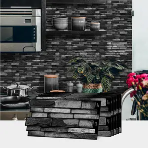 20pcs Peel & Stick Vinyl Wall Stickers, Waterproof Backsplash for Kitchen Bathroom, Self Adhesive Tile Transfer Decals with Stone Brick Effect, Decorative Wallpaper