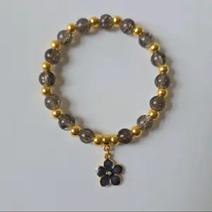 Sakura Flower Charm Bracelet with Gold Accents - Perfect for Accessories