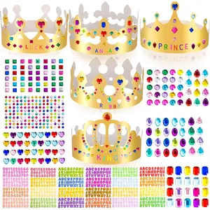 Gold Paper Crowns, Diy Birthday King Crowns Craft to Decorate, Paper Prince Princess Crown Hats for School Classroom
