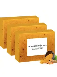 3PCS Kojic Turmeric Face Soap, Kojic Soap, Face Cleansing Soap, Turmeric Face and Body Soap, Kojic Face and Body Soap