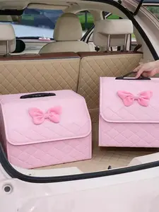 Foldable Car Trunk Storage Box, Bow Design Multifunctional Car Organizer for Women and Girls, Car Organization Supplies, Car Storage Organizers, Valentine's Day Gift