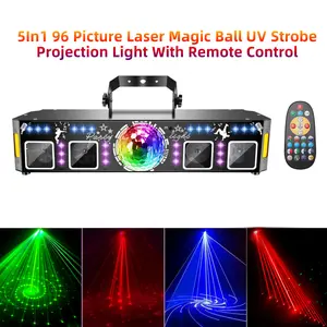 Areyourshop 5In1 96 Picture Laser Magic Ball UV Strobe Projection Light With Remote Control