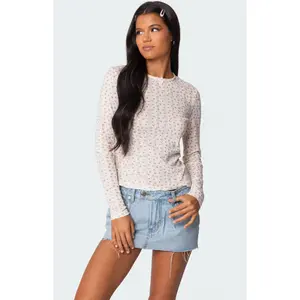 Edikted Women's Emery Printed Pointelle Top