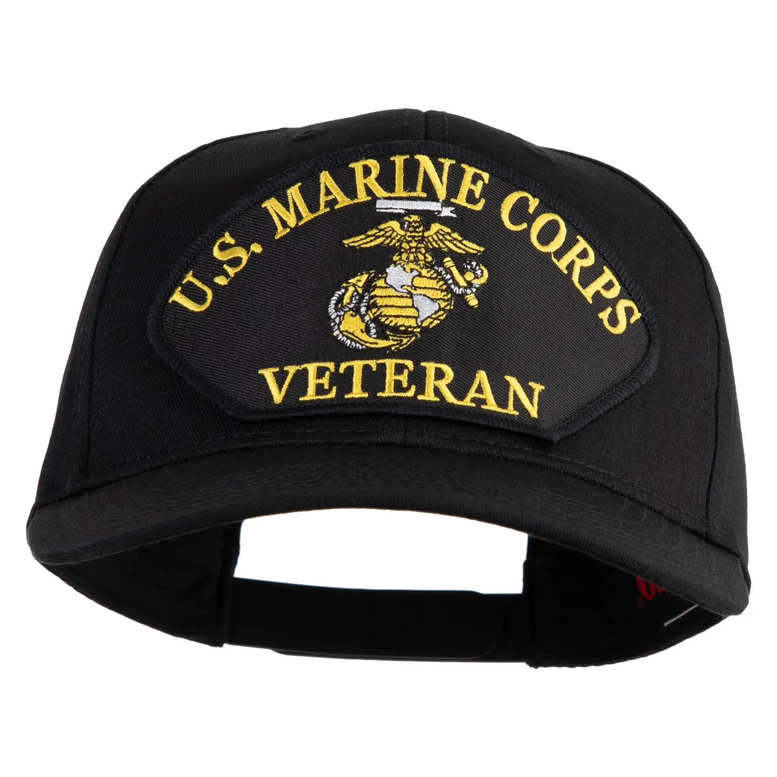 U.S. Marine Corps Veteran Black Patched Solid Cotton Twill Pro Style Cap
