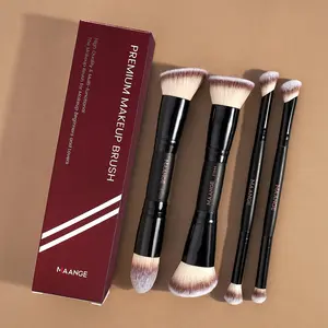 Maange 4-Piece Makeup Brush Set, Multifunctional Makeup Brushes, Foundation Brush, Blush Brush, Loose Powder Brush, Eyeshadow Brush, Concealer Brush, Metal Frame