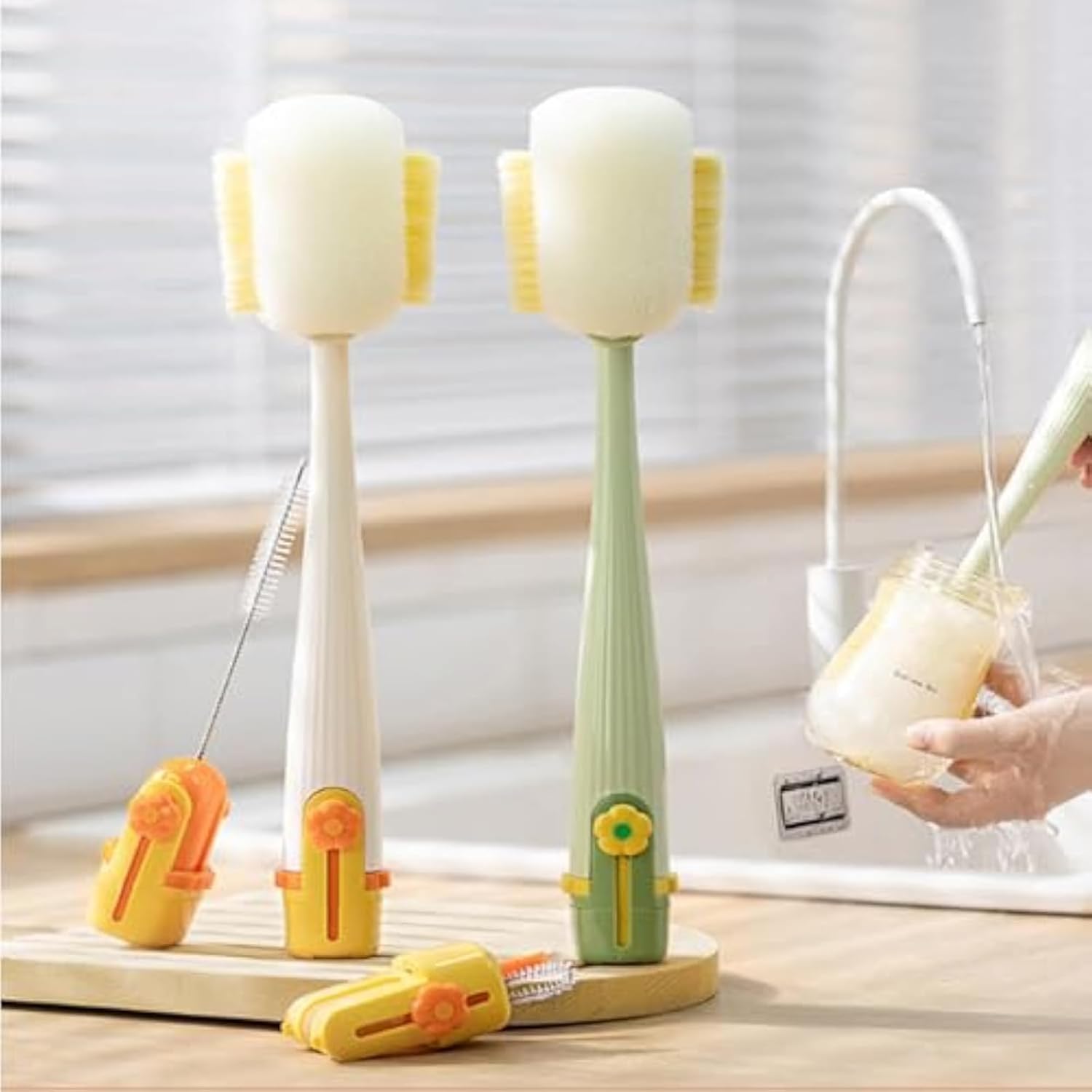 Multifunctional 5-in-1 Bottle Brush Bottlewasher – Great for Cleaning Cup Lids & Home Kitchen Chores